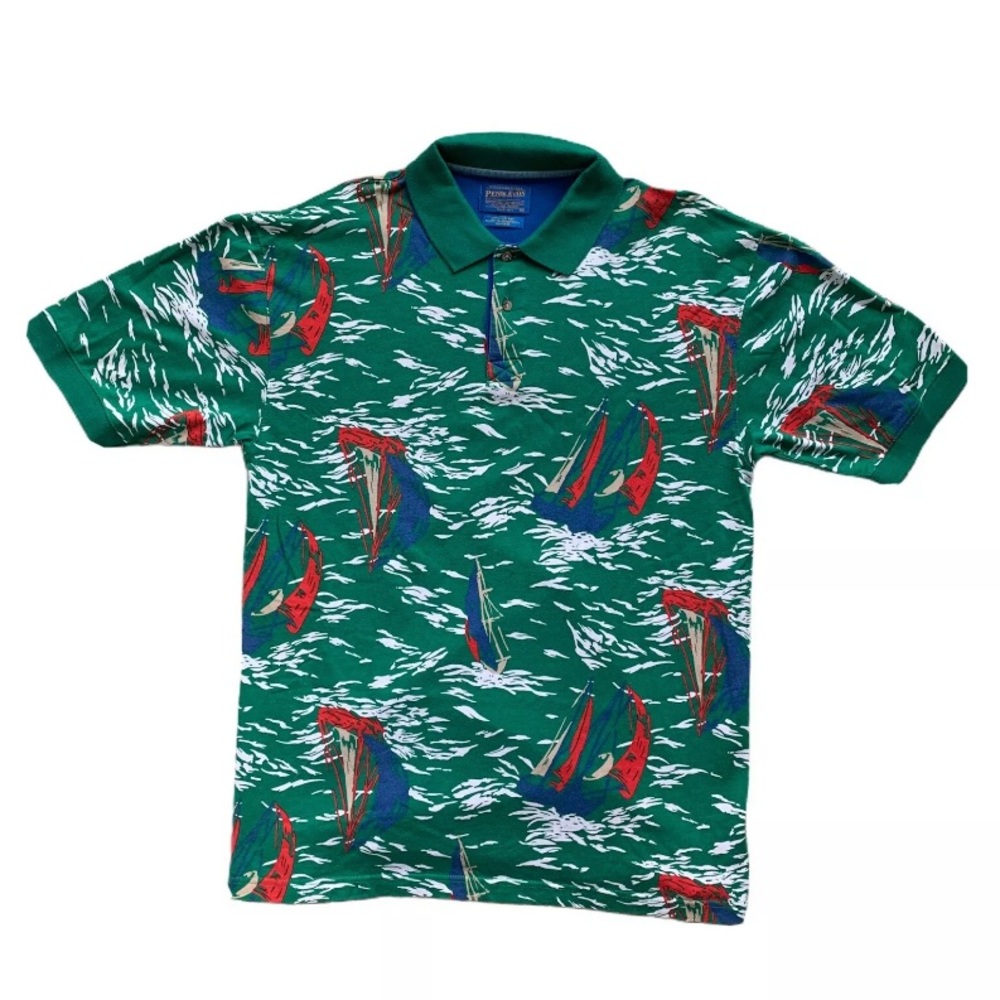 Vintage Pendleton Nautical Sailboats Polo Shirt